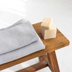 Cloud Grey Linen Beach Towel - Large, Stone Washed - thumbnail 3