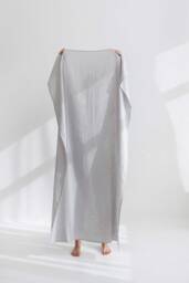 Cloud Grey Linen Beach Towel - Large, Stone Washed
