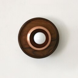 Copper & Walnut Flush Mount Kitchen Wall Light Fixture Wooden Sconce Vanity Lighting - thumbnail 2