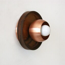 Copper & Walnut Flush Mount Kitchen Wall Light Fixture Wooden Sconce Vanity Lighting - thumbnail 3