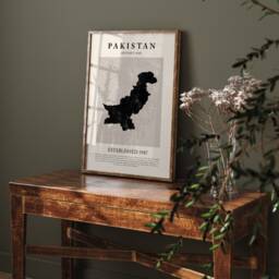 Pakistan Map Vintage Abstract Wall Art Print Picasso + Matisse Inspired Travel Poster - thumbnail 1