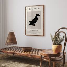 Pakistan Map Vintage Abstract Wall Art Print Picasso + Matisse Inspired Travel Poster - thumbnail 2