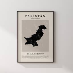 Pakistan Map Vintage Abstract Wall Art Print Picasso + Matisse Inspired Travel Poster - thumbnail 3