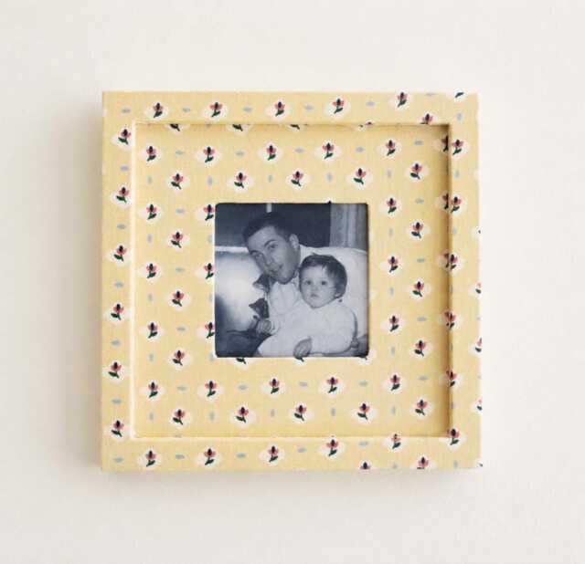 "Yellow Rose Sprig Fabric Wrapped Photo Frame & Mat 8"" ?? For 4"" 4" - image 1