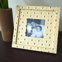 "Yellow Rose Sprig Fabric Wrapped Photo Frame & Mat 8"" ?? For 4"" 4" - thumbnail 2