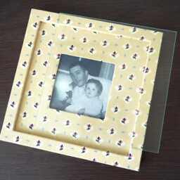 "Yellow Rose Sprig Fabric Wrapped Photo Frame & Mat 8"" ?? For 4"" 4" - thumbnail 3