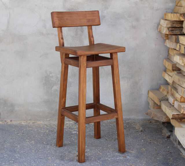 High Wooden Chair Solid Wood Farmhouse Stool With Comfortable Seat Vintage Kitchen Bar Seating Classic Wood Barstool Country House Furniture - image 1
