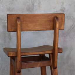 High Wooden Chair Solid Wood Farmhouse Stool With Comfortable Seat Vintage Kitchen Bar Seating Classic Wood Barstool Country House Furniture - thumbnail 3