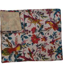 Handmade Floral Kantha Quilt Bohemian King Size Bedspread - thumbnail 2