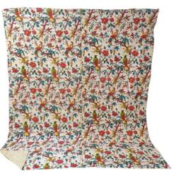 Handmade Floral Kantha Quilt Bohemian King Size Bedspread - thumbnail 4