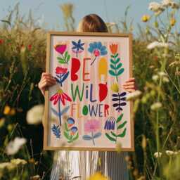 Wild Flower Print, Girls Bedroom Rainbow Wall Art, Colourful, Decor, Nursery Prints, Playroom, Art - thumbnail 1
