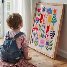Wild Flower Print, Girls Bedroom Rainbow Wall Art, Colourful, Decor, Nursery Prints, Playroom, Art - thumbnail 2