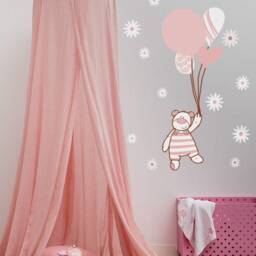 Teddy Bear Wall Decals For Nursery, Nursery Decals Baby Girls Room, Pink With Daisy Bedroom Peel Stick - thumbnail 2