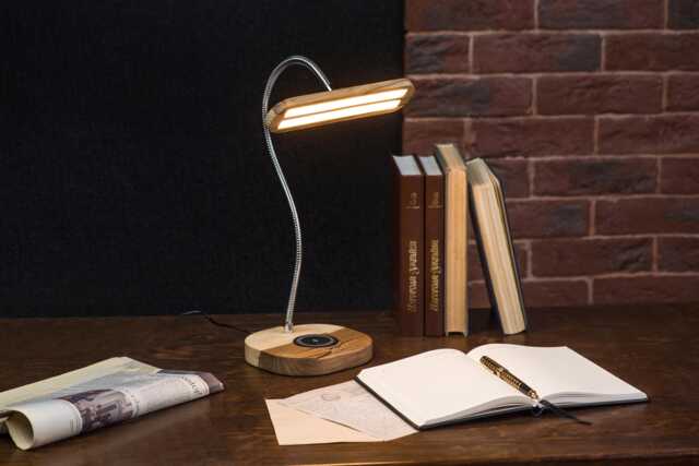 Desk Led Lamp Table Lamp/Wireless Or Usb Charger/Flexible Goose Neck/Modern Minimalist Loft Design /Home Wooden Decor/study For Kids - image 1