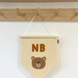 Bear Name Fabric Banner - Personalised Nursery Wall Decor Kids Room Flag Door Sign Pennant Playroom - thumbnail 2