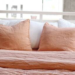 Linen Pillowcase Set Peach Pie Terracotta Shams, Envelope Cover - thumbnail 2