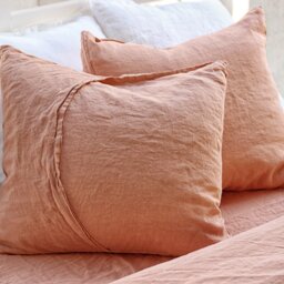 Linen Pillowcase Set Peach Pie Terracotta Shams, Envelope Cover - thumbnail 3