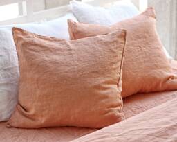 Linen Pillowcase Set Peach Pie Terracotta Shams, Envelope Cover