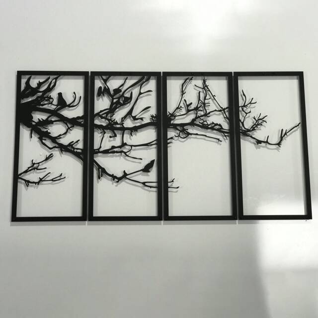 View of Metal Tree Of Life Wall Art 4-Panel Black Steel Home Decor by Etsy ...