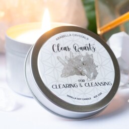 Clear Quartz Crystal Candle Vanilla Buttercream Scent, Vegan Soy Wax - thumbnail 3