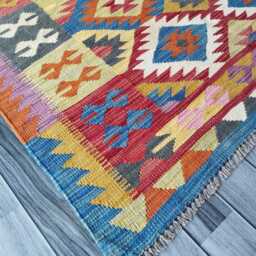 Multicolour Kilim Rug, Handmade Artisan Afghan Turkish Scandinavian Navajo Bohemian Flatweave Natural Wool Rug 167x125 cm - thumbnail 2