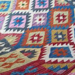Multicolour Kilim Rug, Handmade Artisan Afghan Turkish Scandinavian Navajo Bohemian Flatweave Natural Wool Rug 167x125 cm - thumbnail 4