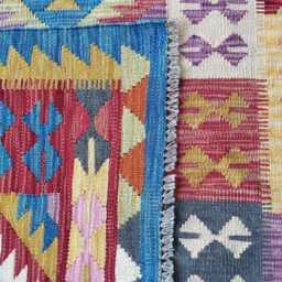 Multicolour Kilim Rug, Handmade Artisan Afghan Turkish Scandinavian Navajo Bohemian Flatweave Natural Wool Rug 167x125 cm - thumbnail 3