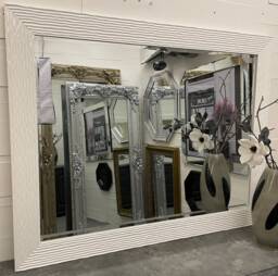 Large White Gloss Ripple Frame Mirror Elegant Framed Galaxy Wall - Choice Of Size Premium Quality Free P&p - thumbnail 1