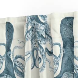 Vintage Nautical Curtain Panel - Steampunk Kraken Beach Sea Life Summer Custom Octopus Oasis in By Willowlanetextiles - thumbnail 3