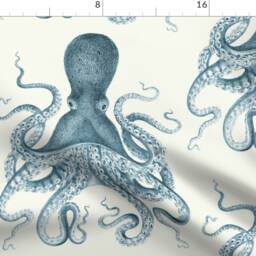 Vintage Nautical Curtain Panel - Steampunk Kraken Beach Sea Life Summer Custom Octopus Oasis in By Willowlanetextiles - thumbnail 4