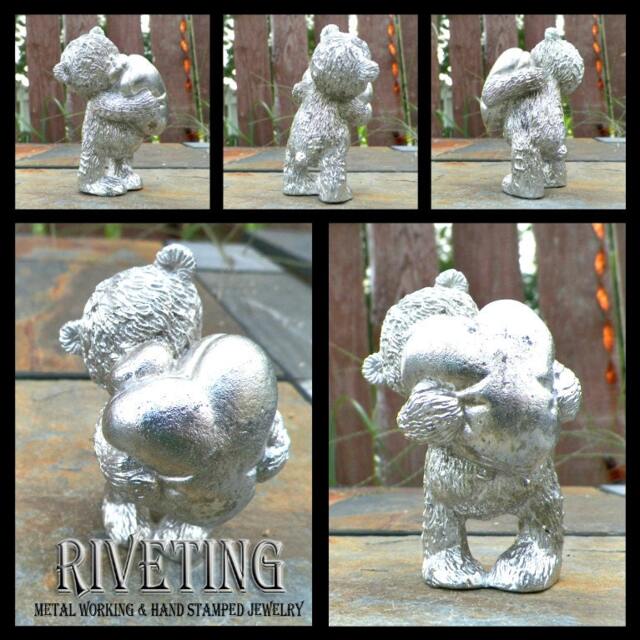 Hand Cast Pewter Bear With Puffy Heart