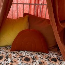 Red Muslin Rainbow Pillow Handmade Decorative Cushion - thumbnail 3