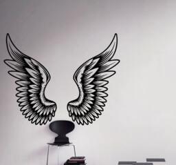 Angel Wings Wall Decal Beautiful Feathers Vinyl Sticker Home Decor Ideas Bedroom Interior Art 2(Aws - thumbnail 1