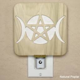 Wiccan Triple Moon Wood Night Light - Zen Decor - thumbnail 2