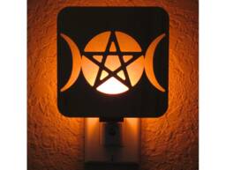 Wiccan Triple Moon Wood Night Light - Zen Decor - thumbnail 1