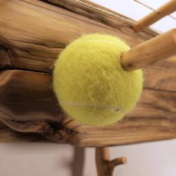 Handmade Rustic Spruce Coat Rack With Shelf & Tennis Ball Accents - thumbnail 3