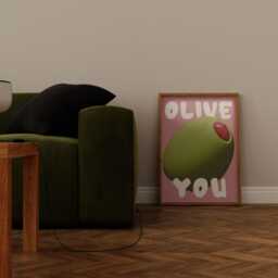Olive You Pun Print Funny Kitchen Wall Art - thumbnail 3