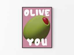Olive You Pun Print Funny Kitchen Wall Art - thumbnail 1