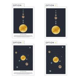 Modern Solar System Illustration Print. Home Wall Decor Space Handmade Made To Order Art Planets - thumbnail 2