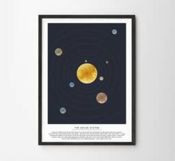 Modern Solar System Illustration Print. Home Wall Decor Space Handmade Made To Order Art Planets - thumbnail 1