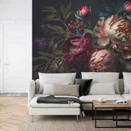 Baroque Flowers Rich Deep Colors Peonies Gift, Art Print Photomural Wallpaper Mural Easy-Install Removeable Peel & Stick Large Wall Decal - thumbnail 2