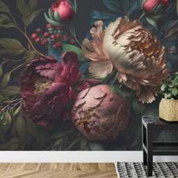 Baroque Flowers Rich Deep Colors Peonies Gift, Art Print Photomural Wallpaper Mural Easy-Install Removeable Peel & Stick Large Wall Decal - thumbnail 3