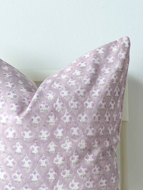 Indian Block Print Pillow Cover Floral Batik, Boho Farmhouse Decor - image 1