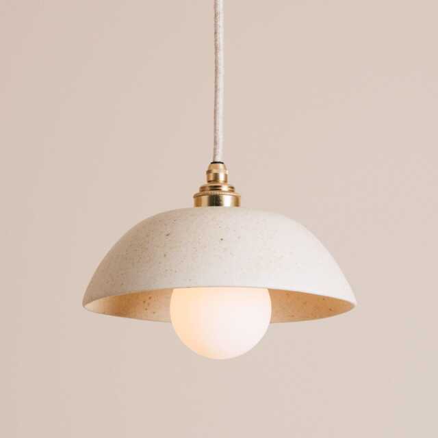 Speckled Cream Matt Small Dusk Ceramic Lamp Shade & Pendant Set - image 1