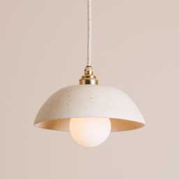 Speckled Cream Matt Small Dusk Ceramic Lamp Shade & Pendant Set - thumbnail 1