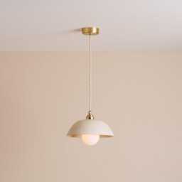 Speckled Cream Matt Small Dusk Ceramic Lamp Shade & Pendant Set - thumbnail 2