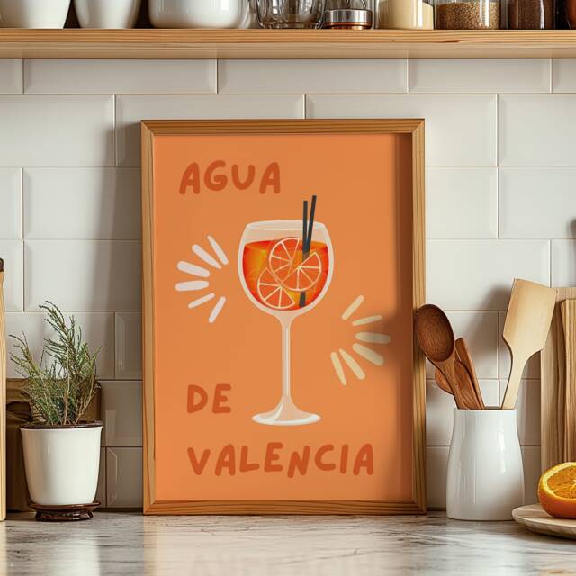 Agua De Valencia Wall Print, Spanish Boho Art, Aigua Art Print - image 1