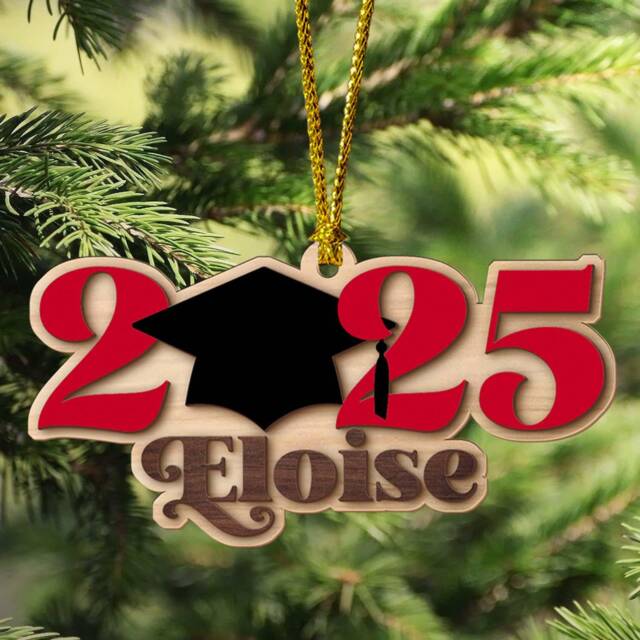 Personalized Graduation Christmas Ornament, Class Of 2025 Gift For Graduate, Keepsake, Grad, 2-Layered Wooden Ornament - image 1