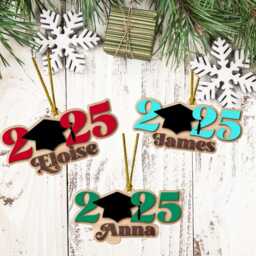 Personalized Graduation Christmas Ornament, Class Of 2025 Gift For Graduate, Keepsake, Grad, 2-Layered Wooden Ornament - thumbnail 3