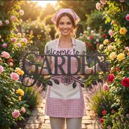 Welcome To Our Garden Metal Sign, Outdoor Wall Decor, Entryway Gift For Lovers - thumbnail 3
